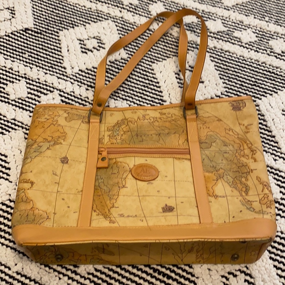 Allan Edward leather map tote